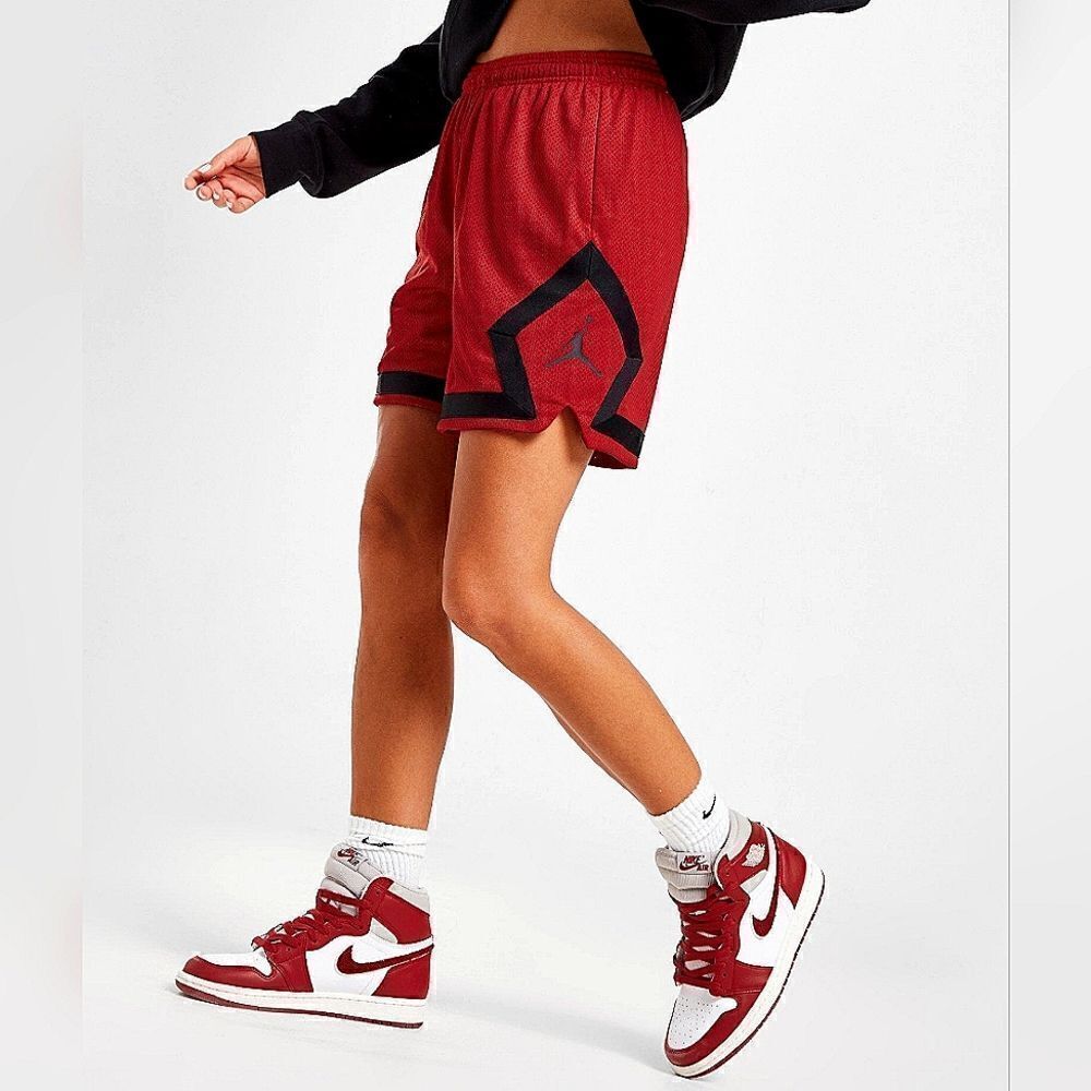 Jordan Heritage Diamond Basketball Women's Shorts L Bred Black Red DO5032-687